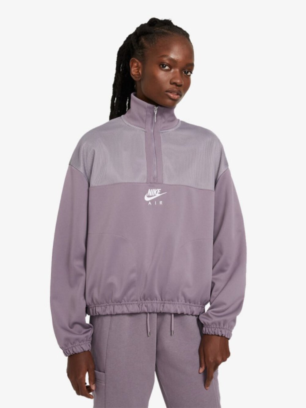 Nike Women's Metallic Purple Quarter-Zip Shoulder Mesh Pullover Sweatshirt Sz M